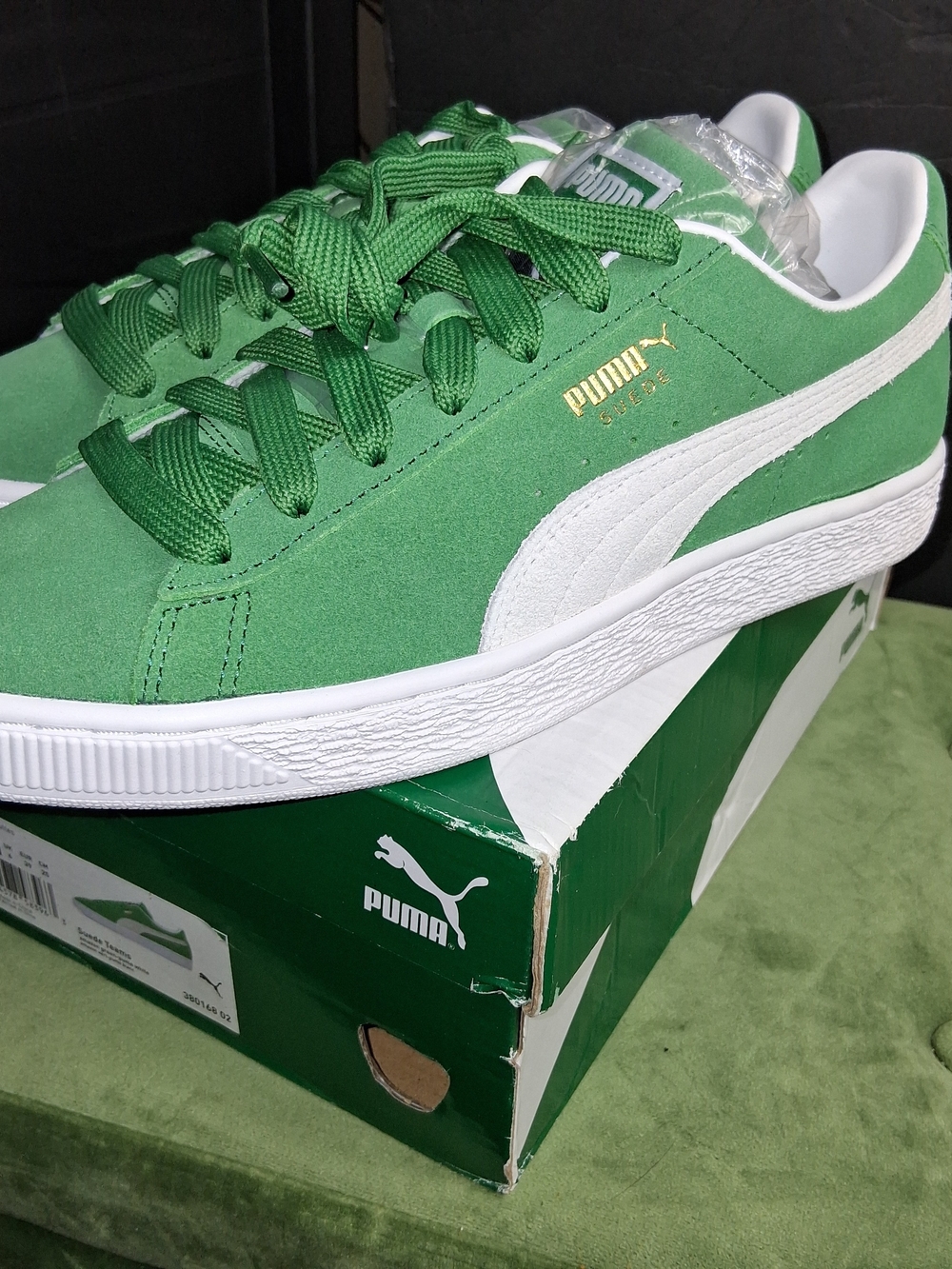 Puma Green Suede Men's Sneakers with White Formstrip